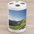thumbnail image 1 of Polish Ceramic Toothbrush Holder, Peaks in Tatra Mountain Slovak Polish Border, Decorative Versatile Countertop for Bathroom, 4.5" X 2.7", Azure Blue Olive Green, 1 of 4