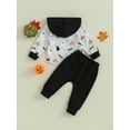 thumbnail image 4 of Wassery 2Pcs Baby Boys Fall Outfits Long Sleeve Ghost Bat Pumpkin Print Hoodie Sweatshirt Pullover Tops Sweatpants 6M 12M 18M 24M 3T Toddler Halloween Clothes, 4 of 8