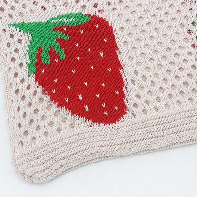 Bolsa de hombro de punto coreano de compras hueco de fresa de verano (marfil) Ehuebsd Para Estrenar