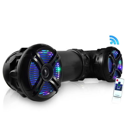 Pyle PLATV65BT.5 - Waterproof Marine Bluetooth Amplified Speakers, Built-in Multi-Color LED Lights, 6.5'' Speakers, 800 Watt (For Marine Watercraft, Off-Road Vehicles, ATV, UTV, Golf