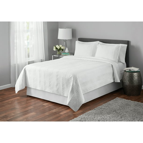 Mainstays Herringbone 1 Piece Bedding Sets, Full/Queen with Quilt,Shams