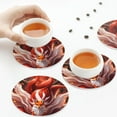 thumbnail image 7 of Pofeuu Red Leaf Flame Fox Print Leather Coasters Set of 6, Round Cups Mugs Mat Pad for Home Kitchen Heat Resistant Drink Coasters,Round Shape, 7 of 7