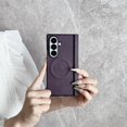 thumbnail image 2 of Allytechgroup Case for Samsung Galaxy Z Fold 5 with Screen Protector & Hinge Protection, Compatible with MagSafe Slim PU Leather Lightweight Shockproof Protective Wireless Charging Phone Shell, Purple, 2 of 12