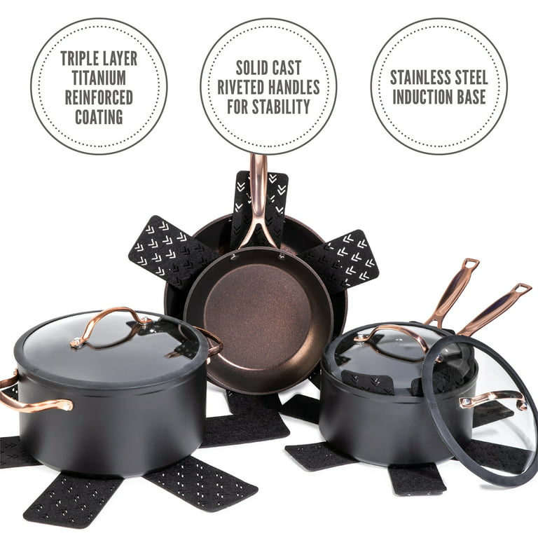 Thyme & Table Nonstick 12-Piece Cookware Set, Rose Gold 