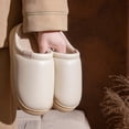 thumbnail image 5 of ZELAND Unisex Waterproof PU Leather Slippers - Cloud-Walking Memory Foam House Shoes, Winter Warm Fleece Lined Mules, Anti-Slip Indoor Outdoor Slides for Men & Women, Easy Clean Thermal Mules, 5 of 9