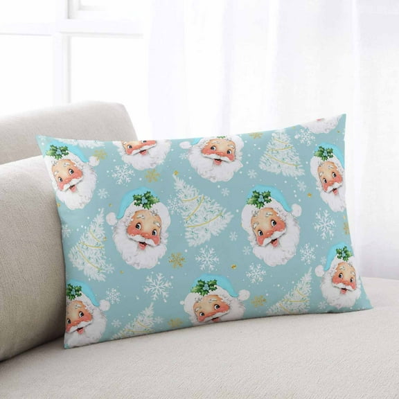 Teal Blue Christmas Standard Size Pillow Cover,Pillowcase Protectors with Zipper,Breathable Decorative Throw Pillow Case Cover,Santa Xmas Tree Snowflake Winter Pillow Shams for Couch Sofa 20x26Inch