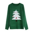 thumbnail image 4 of Caywon Women's Christmas Printed Sweater Round Neck Long Sleeve Knit Sweater Top Festive Christmas Patterns Classic Round Neck Design, 4 of 6