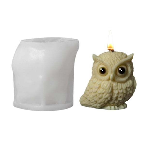 LUVCLS Lindo molde de silicona para vela de búho, molde de silicona de resina de búho animal, molde de hormigón de búho
