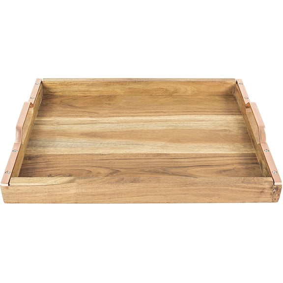 Square Shaped Wooden Tray (17.75 x 13.85 x 1.75 Inches)
