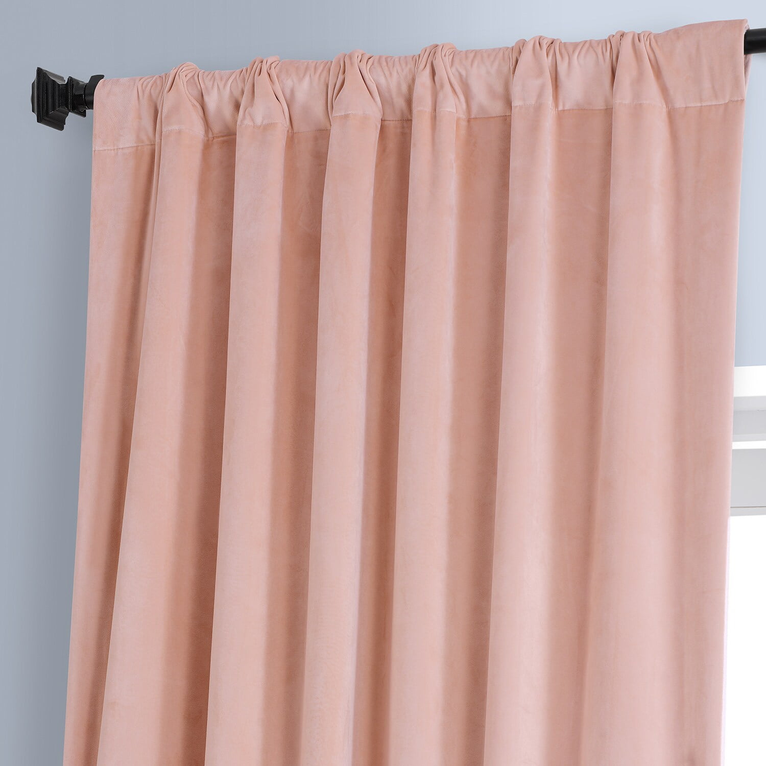 HPD Half Price Drapes Signature Apricot Blossom Plush Velvet Hotel Blackout Curtain (1 Panel), Apricot Blossom, 50W X 84L