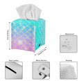 thumbnail image 3 of POLERO Waterproof Tissue Box Cover Square with Bling Mermaid Scale, Leather Tissue Box Holders ,Facial Paper Organizer Dispenser for Bathroom, Car, Office, 5.1"X5.1"X5.5", 3 of 7