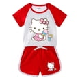 thumbnail image 2 of Hello Kitty-Camiseta de manga corta para niña, pantalones cortos deportivos informales, traje superior transpirable de algodón de dos piezas, novedad de verano, dibujos animados, 2 of 5