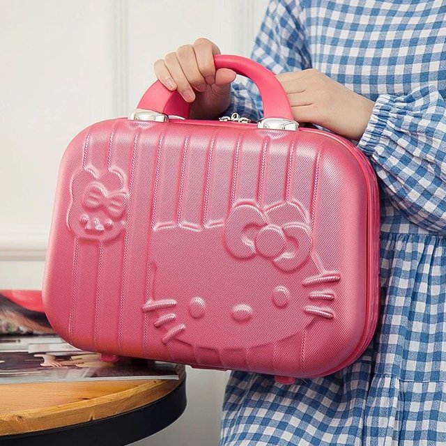 Maleta portátil de Anime Sanrioed My Melody KT Cat Kawaii de gran capacidad, estuche de viaje pequeño 3D, estuche de cosméticos para estudiantes de dibujos animados