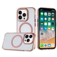 thumbnail image 3 of Designed for Apple iPhone 15 Pro (6.1") Transparent Hybrid Circle Ring Magnetic Compatible with MagSafe Color Frame Metal Buttons Phone Case Cover [Rose Gold], 3 of 4
