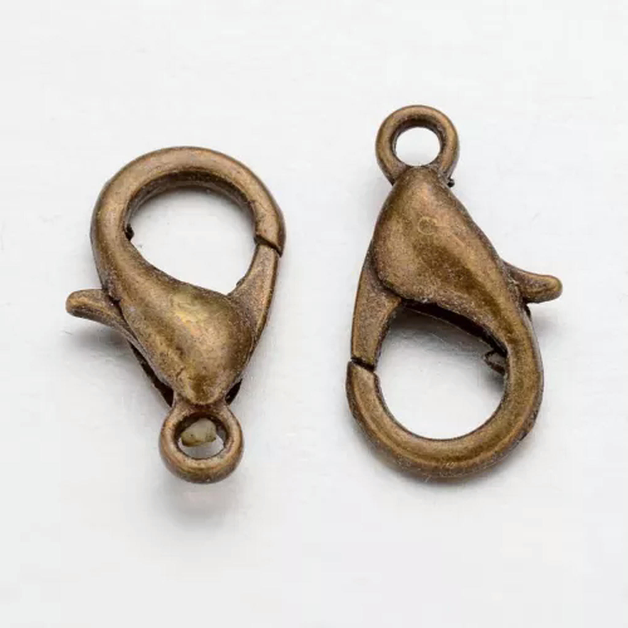 EOEMY 200Pcs Brass Lobster Claw Clasps Nickel Free Trigger Clasp Closure Findings 12mm-Antique Bronze