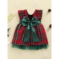 thumbnail image 2 of TheFound Toddler Girl Christmas Dress Ruffle Sleeve Back Bow Plaid Dress, 2 of 9
