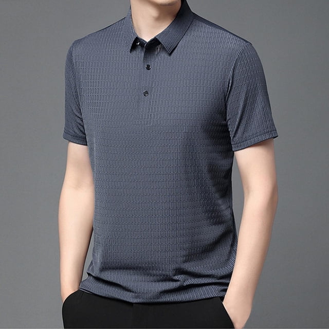 pstuiky camisetas para hombre, Camisa tipo blusa informal de manga corta con cuello vuelto para hombre camisas casuales para hombre l