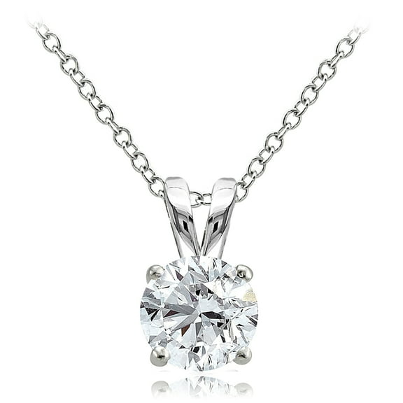 Sterling Silver 1.25ct Cubic Zirconia 7mm Round Solitaire Necklace