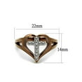 thumbnail image 2 of Light Coffee Stainless Steel Crystal Cross and Heart Fashion Ring Womens Size 8, 2 of 5