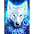 thumbnail image 1 of Cuadros Decorativos Kits de pintura de diamantes redondos completos imagen de mosaico de rosa azul lobo blanco (V3038) Likrtyny  embutido en tela, 1 of 8