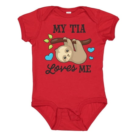 

Inktastic My Tia Loves Me with Sloth and Hearts Gift Baby Boy or Baby Girl Bodysuit