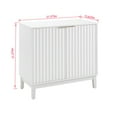 thumbnail image 6 of Mid-Century Modern Fluted 2 Door Storage Cabinet Accent Chest White Wood with Brass Handles for Living Room Dining Entryway, 6 of 6