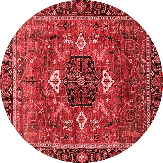 Ahgly Company Machine Washable Indoor Round Persian Red Traditional Area Rugs, 6' Round