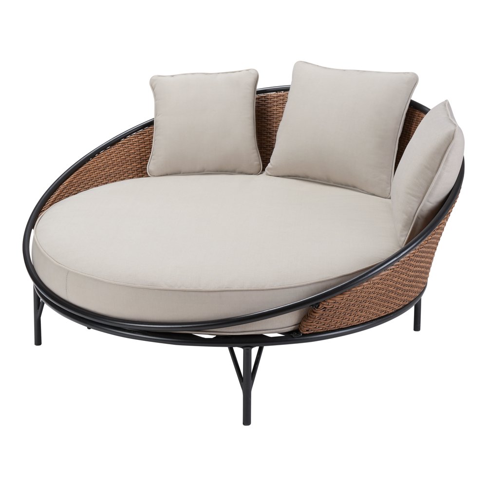 Mainstays Holcomb Outdoor Metal and Wicker Round Daybed - Walmart.com
