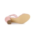 thumbnail image 3 of BLISSFUL STEP Edition Women's Lace Up and Ankle Strap Block Heel Sandals Light Pink 9, 3 of 8