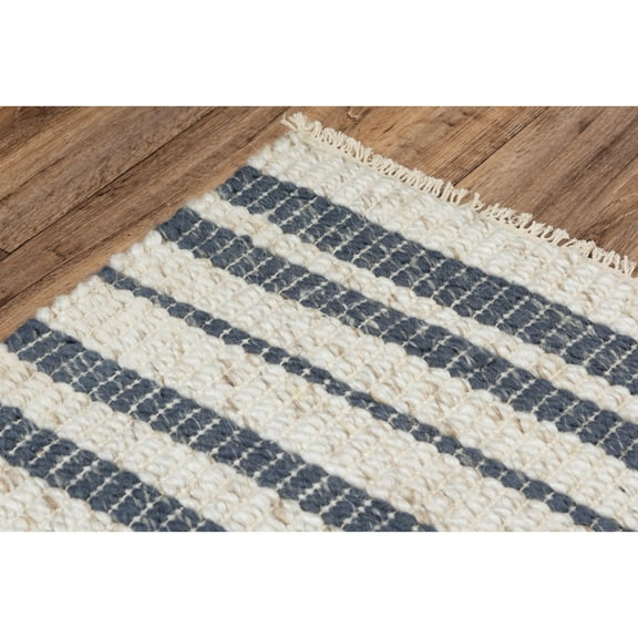 Alora Decor Sun 7'6" x 9'6" Stripe Ivory/Blue Woven Area Rug