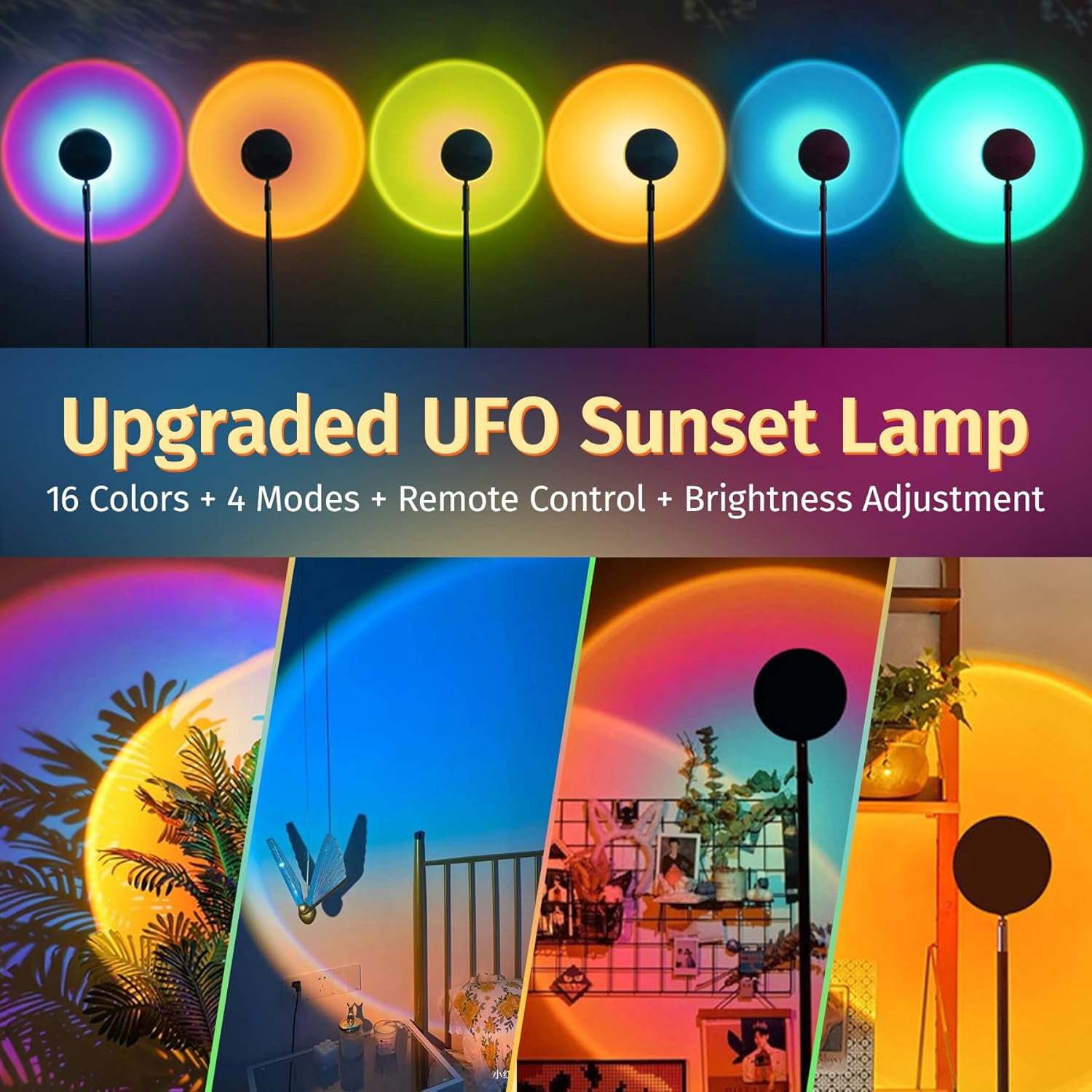 Sunset Lamp Projector Led Lights, with APP Remote, 16 Colors Night Light 360° Rotation Rainbow Lights Sunset Light Projection Lamp for Aesthetic Room Decor and Bedroom Decor Gifts for Women