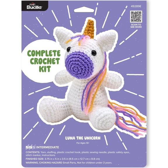 Bucilla Luna the Unicorn Amigurumi Crochet Kit, 5 in
