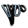 thumbnail image 4 of IP Black(Ion Plating) Stainless Steel Ring with Top Grade Crystal in Sea Blue for Women Sea Blue Stone Color Style TK1835 Size 7, 4 of 4