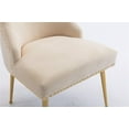 thumbnail image 6 of Velvet Upholstered Dining Chair Leisure Chairs Upholstered Side Chairs with Metal Legs for Living Room, Contemporary Style Beige, 6 of 7