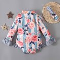 thumbnail image 5 of Fesfesfes Toddler Girls Swimsuit Long Sleeve Bathing-Suits with Hairband Flower Print Ruffle Trim One-piece Swimsuit Swimwear Suit, 5 of 9