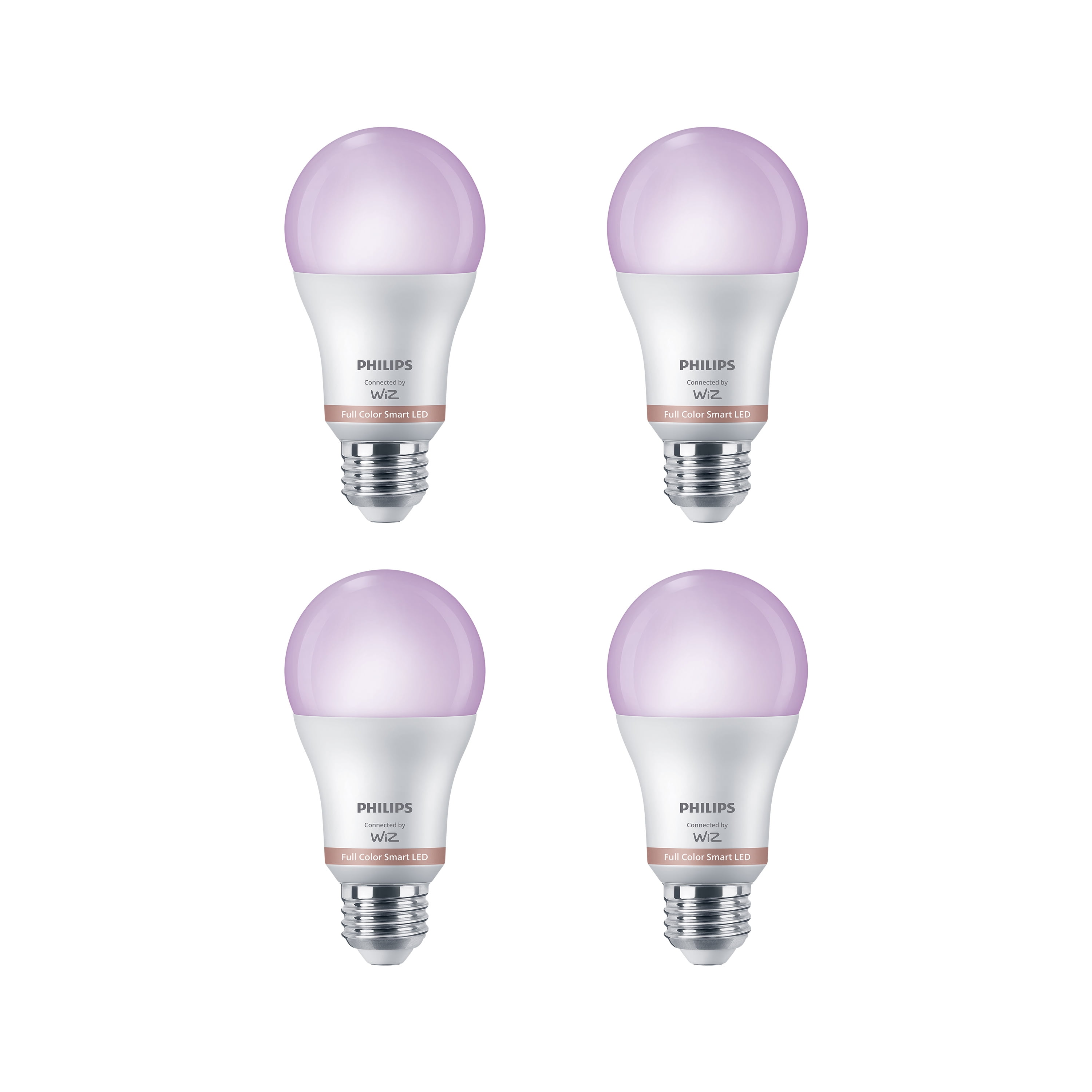Philips Smart LED 60-Watt A19 General Purpose Light Bulb, Frosted, Color and Tunable White, Dimmable, E26 Medium Base (4-Pack)