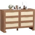 thumbnail image 1 of Commode à 6 Tiroirs pour Chambre, Commode de 47,2 Po, Commode Grand Style Ferme en Jute pour Garde-Robe, Tour de Rangement Moderne pour Vêtements pour Chambre, Entrée, Salon, 1 of 9