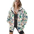 thumbnail image 4 of COEQINE Oversized Fashion Sweatshirts Women's Full Zipper Hoodie Deer Red Print Long Sleeve Hooded Jacket for Women with Pockets Fall Lightweight Outfits Clothes, L, 4 of 7