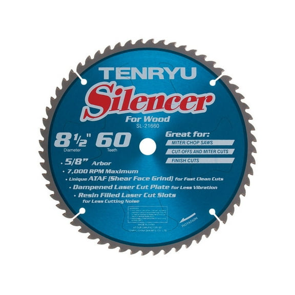 Tenryu 2695476 Silencer 8.5 in. Dia. x 0.63 in. Steel Saw Blade - 60 Teeth
