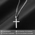 thumbnail image 2 of Tilga 18K Gold Over 925 Sterling Silver Cross Necklace for Men/Women, Stainless Steel Cuban/Rope Chain Cross Pendant 18-24 inch, Religious Jewelry Gifts for Men, 2 of 6