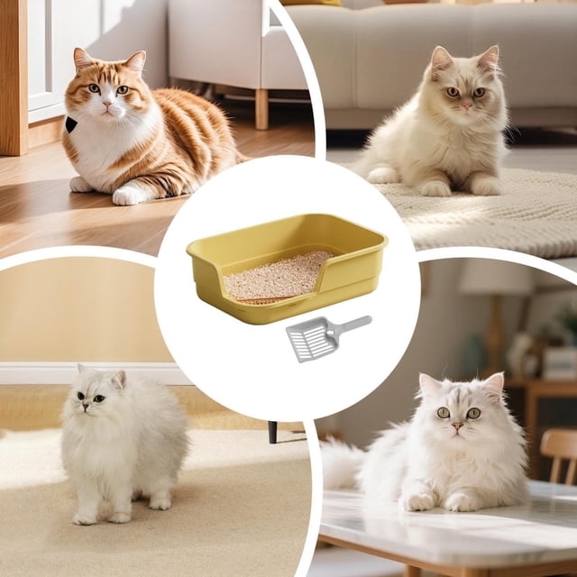 Extra Large Semi Enclosed Cat Litter Box High Sides Low Entry Open Top Kitty Toilet Splash Control for Senior Cats Kittens Multi Cat Home Apartment Senior Cats Multi Cat Clean Home Litter Control