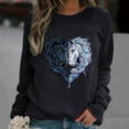 thumbnail image 2 of Ichuanyi Womens Fall Tops, Women's Casual Horse Head Heart-Shaped Printing Raglan Long Sleeve Blouse Tops, 2 of 4