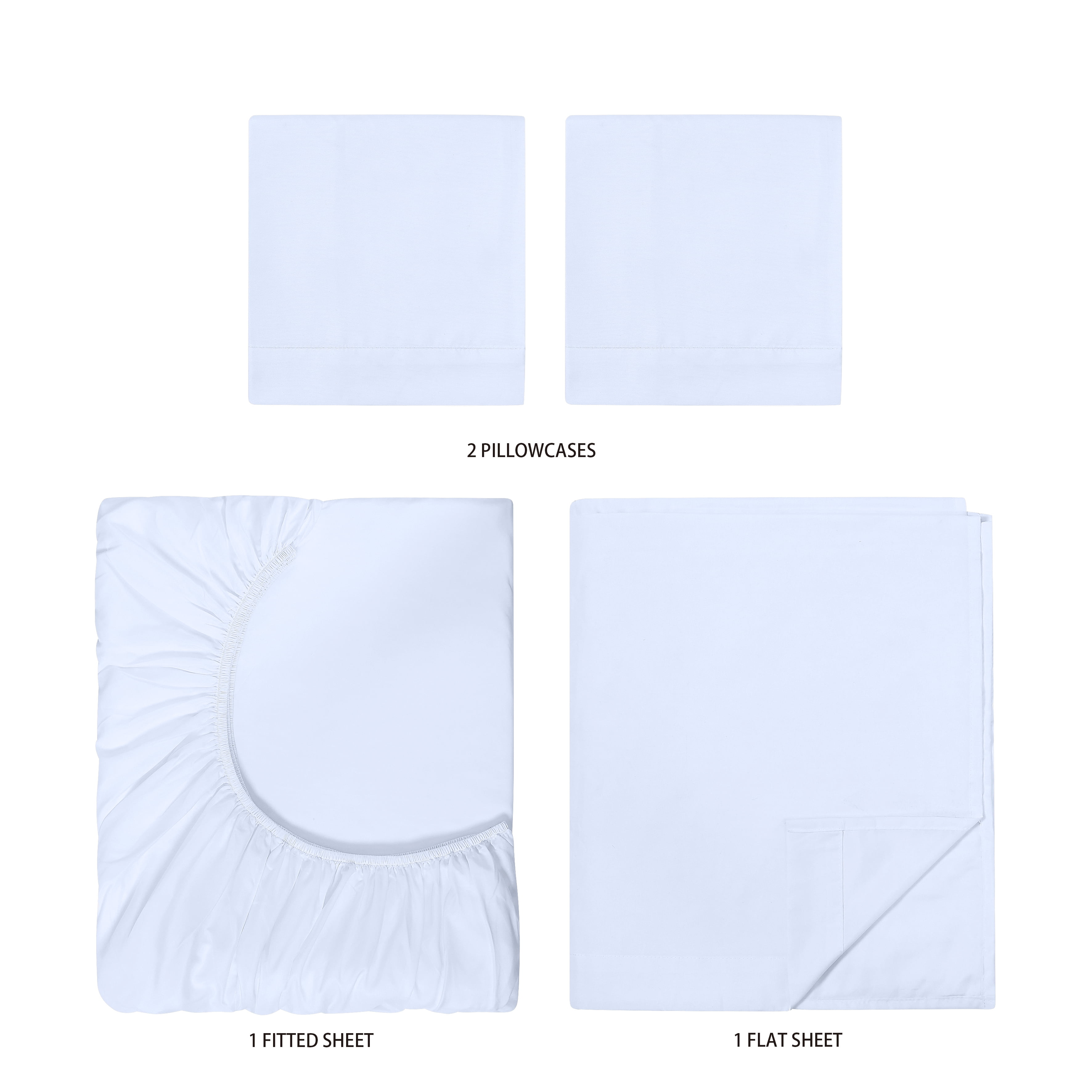 Mainstays Basic Value Microfiber Bed Sheet Set, Full, White, 4 Piece