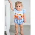 thumbnail image 5 of BemeyourBBs Baby Girl Halloween Romper Pumpkin Embroidered Plaid Bows Jumpsuit, 5 of 9