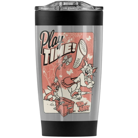 Tom And Jerry Play Time Stainless Steel Tumbler 20 oz Coffee Travel Mug/Cup, Vacuum Insulated & Double Wall with Leakproof Sliding Lid | Great for Hot Drinks and Cold Beverages