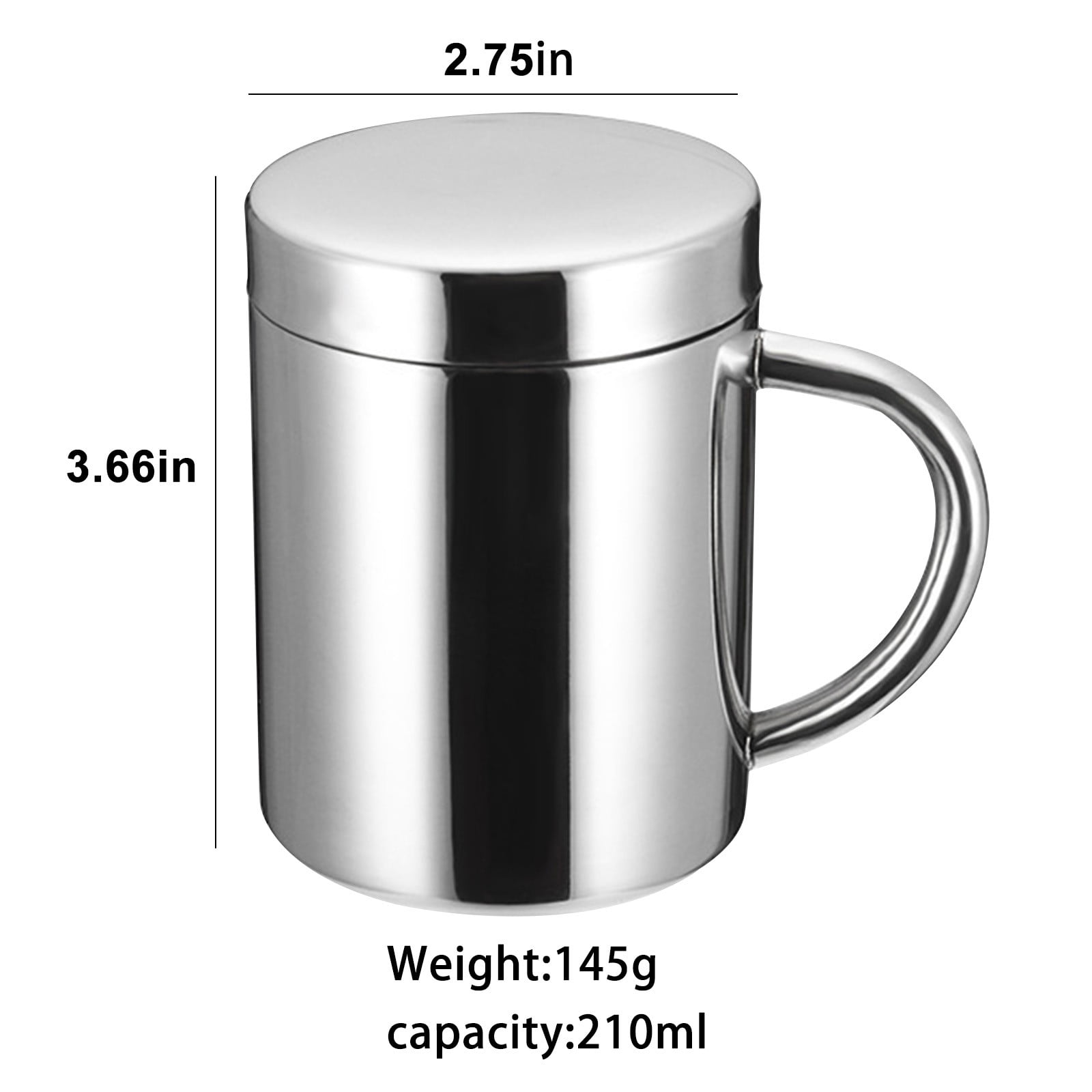 Pompotops 210ML Stainless Steel Coffee Mug Of Double Wall Insulated Travel  Mugs - Shatterproof, BPA Free, Dishwasher Safe - Walmart.com