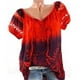 thumbnail image 4 of Blusa Camisa estampada de manga corta con cuello en V Blusa suelta Mujer Top de verano, Rojo, M Noticed AP001925-10, 4 of 7