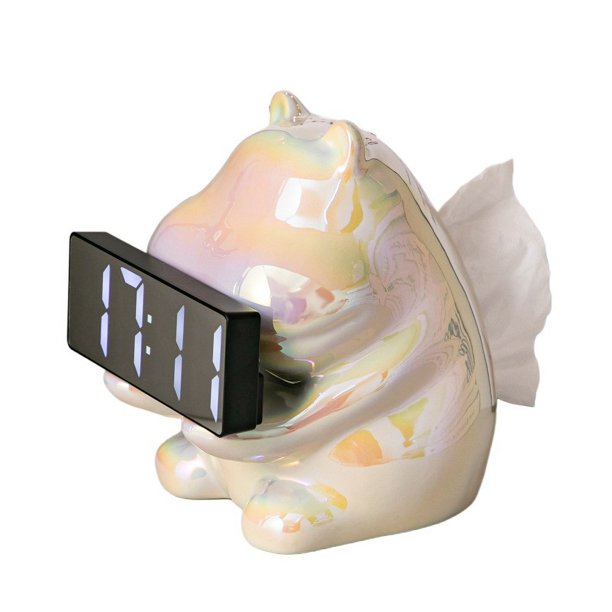 Tissue Cover Estatua de cerámica de pañuelos de papel Decoración Dos en Uno Mini Hipopótamo de cerámica de almacenamiento de pañuelos de papel Bandeja decorativa Sala de estar Decoración del hogar