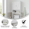 thumbnail image 6 of BizChair Farmhouse Over the Toilet Shelf Cabinet, Magnetic Close Doors, Adjustable In-Cabinet Shelf, Lower Open Shelf, Metal Handles and Hinges, White, 6 of 13