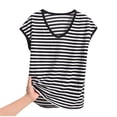 thumbnail image 1 of Taqqpue Chemises de Nuit Grande Taille pour Femmes - Hauts de Pyjama pour Femmes, Col Rond en Modal Rayé Sans Manches TG-5TG, 1 of 3